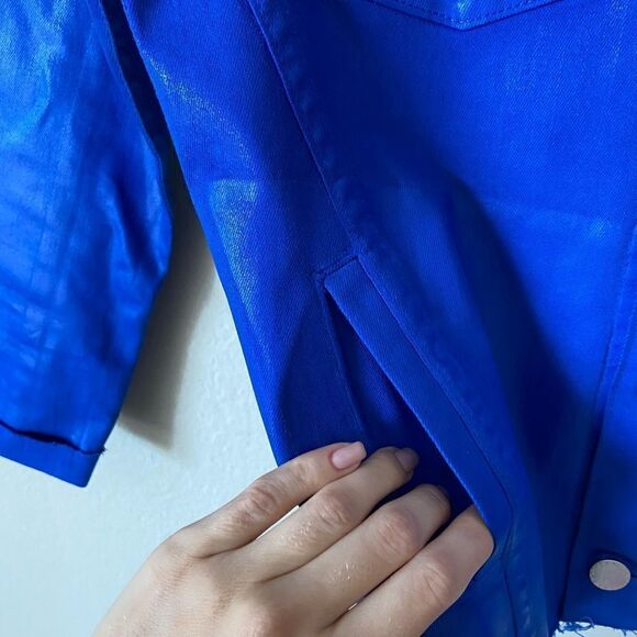 L'Agence Janelle Denim Azure Blue Jean Jacket Cropped Size XS - Picture 9 of 10